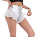 Women's Shiny Ruffle Dance Booty Shorts - High Waist Metallic Mini Hot Pants for Stage, Pole Dance, Yoga - Large Silver - Buy Online on GoSupps.com