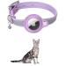 Kocnydey leather reflective Airtag cat collar anti-wing cat collar with adjustable bracket & bell integrates Apple Air day cat necking band for cats small dogs pura s (23-30cm) purple