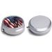 USA Flag Print Round Pill Box - 3 Compartment Portable Metal Pill Organizer for Travel | Decorative Pocket Pill Case - Buy Online on GoSupps.com
