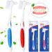 Y-Kelin Denture Brush - Dual Head Toothbrush with Hard Bristles & Non-Slip Rubber Handle (Red+Blue 2 Pcs) | Best for Dentures - Shop Internationally - Buy Online on GoSupps.com