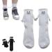 Funny Magnetic Suction 3D Doll Couple Socks Mid-Tube Socks Magnetic Three-Dimensional Doll Socks Unisex (1pcs White)