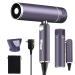 Foldable Hair Dryer Powerful Ionic Blow Dryer for Fast Drying Travel Hair Blow Dryer with Storage Bag Lightweight Portable Hairdryer for Women Cold/2 Heating Purple
