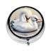 Cute Little Swanround Pill Box 3 Compartment Round Pill Box Organizer &Portable Travel Pill Box for Traveling.