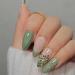 Green Press on Nails Medium Almond Fake Nails Press Ons White Green False Nails with Butterfly Design Flower French Tip Press on Nails Pink Glossy Oval Fake Nails Ombre Stick on Nails for Women Girl style1