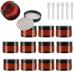 Tianzd 12 pieces small 100 ml brown plastic empty cream can with black lid 100 g empty socket screw box sheet metal boxes cosmetic container 6 pieces spatula brown 100ml
