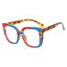 Tr90 Square Frame Blue Light Blocking Glasses for Women Men Anti UV Ray Computer Reading Glasses for Women Men Red-blue-leopard 54 Millimeters