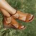 Rvidbe Women's Dressy Low Wedge Peep Toe Zipper Sandals - Brown, Size 8.5 - Buy Online on GoSupps.com