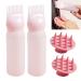 2 pcs Root Comb Applicator Bottle with 2 Scalp Massager Shampoo Brush 6 Ounce Plastic Squeeze Bottle Applicator Brush Home Salon Hair Coloring and Scalp Treatment Tool(Pink)