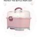 NUOBESTY Baby Bottle Drying Rack & Storage Box - Portable Organizer with Lid for Kitchen Cabinet, Pink - Buy Online on GoSupps.com