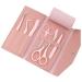 Eyebrow Trimming Kit 6pcs/Set Professional Eyebrow Tools Set Beauty Tool Makeup Tools Beauty Scissors Set for Men Women Pink
