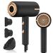 Ionic Hair Dryer, 1800W Blow Dryer with 3 Heating/2 Speed/Cold Settings, 2 Nozzles and 1 Diffuser, Fast Drying Hair Dryer, Constant Temperature Hair Care Without Damaging Hair for Travel, Home, Salon Frosted/Black Gold