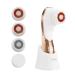 Facial Cleansing Brush, Electric Face Brush Scrubber Rechargeable Facial Exfoliator IPX-7 Waterproof Spin Cleanser Rotating Spa Machine for Exfoliating, Massaging and Deep Cleansing with 4 Brush Heads White & rose gold