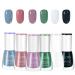 6PCS Nail Polish Set Nail Varnish - Quick Dry & Long Lasting Nude Pink Nail Varnish - Non-Toxic Water Based Holographic Nail Polish - No Need UV Nail Paint for DIY Nail Art Manicure at Home 8ML(Blue)