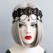 Lurrose Gothic Lolita Black Pearl Lace Forehead Chain Headband for Halloween - Buy Online on GoSupps.com