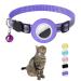 Hepplly Reflecting Airtag Cat neck band with bell and Airtag holder compatible with the Airtag cat collar with fragile safety buckle for kitten cat (purple)