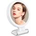 Alovely Magnifying Mirror with Light  Lighted Makeup Mirror with 1X/10X Magnification Portable LED Travel Mirror with 3 Color Lighting Brightness Dimmable Round Mirror for Bathroom Vanity & Travel White