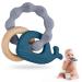 Vicloon Teething Toys for Baby Silicone and Wood Teether Baby Teether Toys Teether Chew Toy Easy to Hold and Clean Up Whale Teething Toy Silicone chewlery for Boys&Girls (Blue)