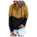 Hoodies for Women Pullover Print Button V Neck Oversized Pockets Hooded Jacket Long Sleeve Sweatshirt Fall Drop Shoulder with E6-yellow X-Large