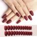 Beaupretty Wine Red Coffin Nails Full Cover Matte False Nails French Acrylic Press On Nails for Women 24pcs - Buy Online on GoSupps.com