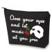 Phantom's Mask Makeup Bag 90s Horror Film Gift Close Your Eyes Let Music Set You Free Funny Gift for Fans(Close Your Eyes)