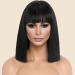 PORSMEER Short Straight Bob Black Wigs with Fringe Shoulder Length Hair Colorful Wig for Women Girls Heat Resistant Synthetic Wig for Cosplay Halloween Party Wig 14 Inch 35cm - Buy Online on GoSupps.com