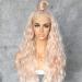 SAPPHIREWIGS Long Rose Gold Blonde Color Natural Curly Daily Makeup Heat Resistant Synthetic Lace Front Wedding Wedding Party Wigs 24inch