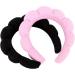 MapofBeauty 2 Pieces Spa Headband Women Fashion Puffy Head Wear Hair Accessory Sponge Soft Hairband (Black/Pink) - Buy Online on GoSupps.com