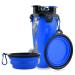 Moacc 800ml Portable water bottle and feed bottle 2-in-1 drinking bottle with 2 folding bowls for dogs dog bowl foldable water bowl for camping walking hiking and training (blue)