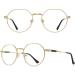 Classic Round Polygon Reading Glasses - Light Blocking Computer Readers for Men & Women | Gold Metal Frame - Buy Online on GoSupps.com