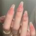 Long Fake Nail Full Cover with Glue Detachable Blush Pink Flowers Press on Nails 24 Pieces Finger Nail Art Tips for Nail Salons and Women DIY Nail Art