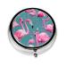 A Flock of Flamingosround Pill Box 3 Compartment Round Pill Box Organizer # Portable Travel Pill Box for Traveling.