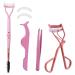 Eyelash Curler with Comb Double Ended Lash Comb and Eyelash Tweezers Set Eyelashes Curler with 2 Refill Pads Volumizing Lift Professional Lash Tools(Pink)