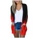 Long Shirt Outerwear Top Thin Warm Knitted Coat Women's Blouse V-Neck Shirt Tunic Long Women's Tunic Women's Shirt Casual Checked Shirt Women's Winter Chunky Knit Jacket E-red 3XL