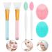 Lip Scrub Brush Silicone Facial Cleansing Brush - LIONVISON 2pcs Lip Exfoliator Brush, 2pcs Face Scrubber Facial Cleansing Brush Blackhead Remover, 2pcs Silicone Face Mask Brush Mask Applicator Blue