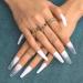 Shop Bohen Long Coffin False Fingernails - White Star Ballerina Glossy Acrylic Press-On Nail Tips (24pcs) for Women & Girls - Buy Online on GoSupps.com