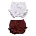 HASAKI 2Pcs Kids Linen Bloomer Shorts - Newborn Baby Girls Boys Toddler Diaper Cove 6-12 Months White+coffee