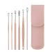 The Most Professional Ear Cleaning Master in 2023 Earwax Cleaner Tool Set Earwax Cleaning Tool 6-Piece Set with PU Leather Spiral Design Stainless Steel Earwax Removal Kit (Pink)