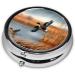 Hunting Flying Wild Duck Round Pill Box - 3 Compartment Mini Portable Travel Medicine Organizer - Decorative Pocket Purse for Tablets & Vitamins - Buy Online on GoSupps.com