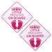 Amabro Little Princess on Board Car Warning Signs 2pcs 5" x 5 Safety Warning Car Bumper Sticker Double Suction Cups Safety Sign Car Sticker Decal Reusable Baby in Car Sticker Pink