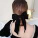 Inilbran Vintage Black Velvet Bow Hair Clip with Long Satin Tail | French Bowknot Barrette for Women - Buy Online on GoSupps.com