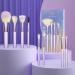 HEYMKGO 12pcs Professional Makeup Brushes Set with Transparent Handles - Ideal for Foundation, Blending, and Eyeshadow - Purple Triangle Puff Included - Buy Online on GoSupps.com