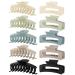 10 Pack Hair Claw Clips Neutral Hair Clips for Women 4.1" Big Claw Clips Large Rectangle Claw Hair Clips Matte Hair Claws Hair Styling Accessories for Thick Hair Light Color