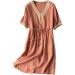 Dresses for Women Cocktail Dress Half Sleeve Dress Fashion Elegant Dress Ladies Floral Printing Slim Fit Elegant Khaki Large - Buy Online on GoSupps.com