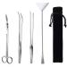 Fistoy Aquarium Scissor Tweezers Spatula Tool - 4 in 1 Stainless Steel Aquatic Plants Aquascaping Tools Set for Fish Starter Kits & Aquariums Tank Sliver