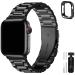 Fullmosa Compatible Apple Watch Band 42mm 44mm 45mm 49mm 38mm 40mm 41mm, Stainless Steel iWatch Band with Case for Apple Watch Series 8/7/6/5/4/3/2/1/SE/SE2/Ultra, 42mm 44mm 45mm Black Black 42mm 44mm 45mm
