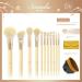 11-Piece Wooden Handle Makeup Brush Set | Little Pudding Beauty Tools with Storage Bag - Yellow - Buy Online on GoSupps.com