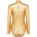 Elegant Women's Metallic Ballet Jersey Dance Body Suit - Long Sleeve Shiny Gymnastics Wear - Buy Online on GoSupps.com