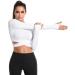 DREAM SLIM Women's Short Sleeve Crop Top - White, Small | Tummy Cross Fit for Yoga, Running, Gym Workout - Buy Online on GoSupps.com