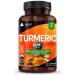 Turmeric 5-in-1 Complex - 5000mg Turmeric Capsules High Strength Enriched with Magnesium & Glucosamine Sulphate - Added Ginger Capsules + Black Pepper Curcumin Supplement - Vegan Supplement