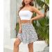 LAEIMILIA Womens Floral Print Mini Skater Skirt - Elastic Waist, Flared & Pleated - White - Size M - Buy Online on GoSupps.com